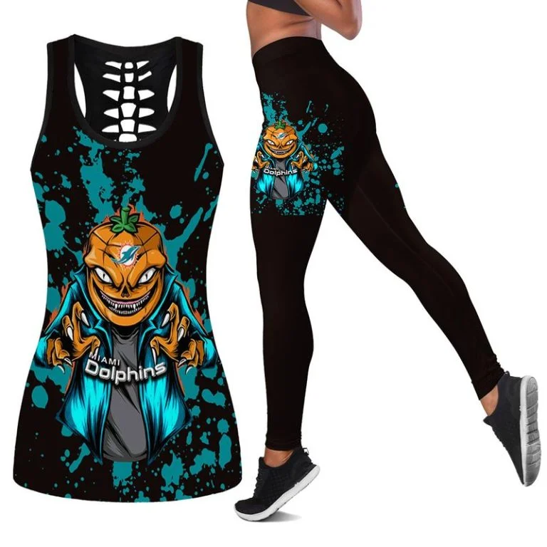 Miami Dolphins Women's Hollow Out Tank Top + Legging KS73