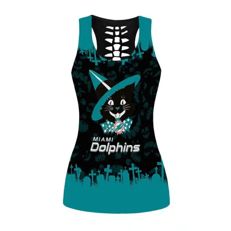Miami Dolphins Women's Hollow Out Tank Top + Legging TP20 - Image 2