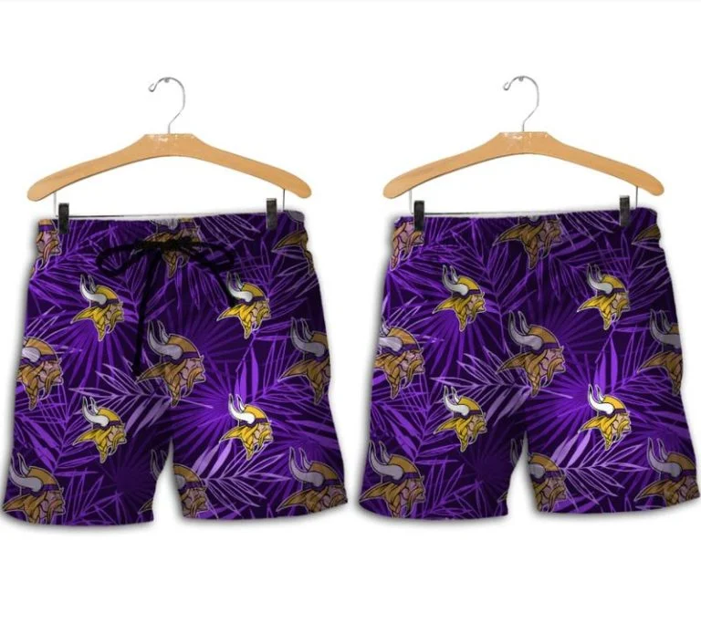 Combo Minnesota Vikings Button-Up Shirt & Men Shorts KG73 - Image 2