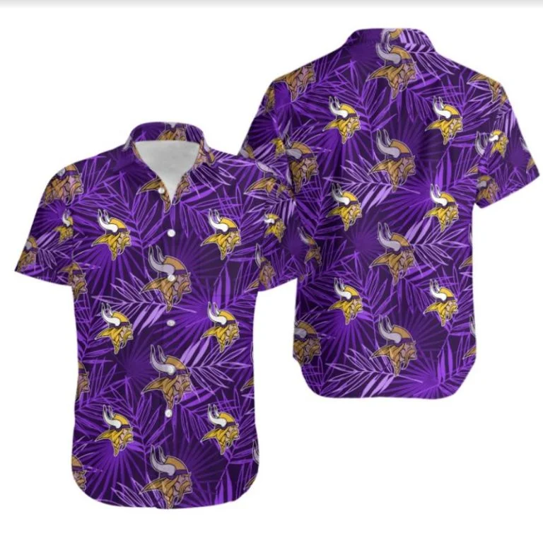 Combo Minnesota Vikings Button-Up Shirt & Men Shorts KG73