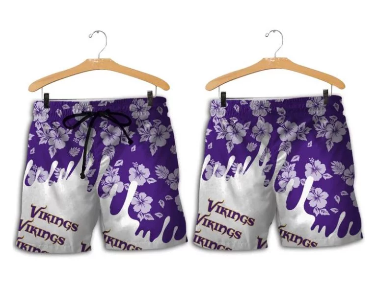 Combo Minnesota Vikings Button-Up Shirt & Men Shorts EM71 - Image 2