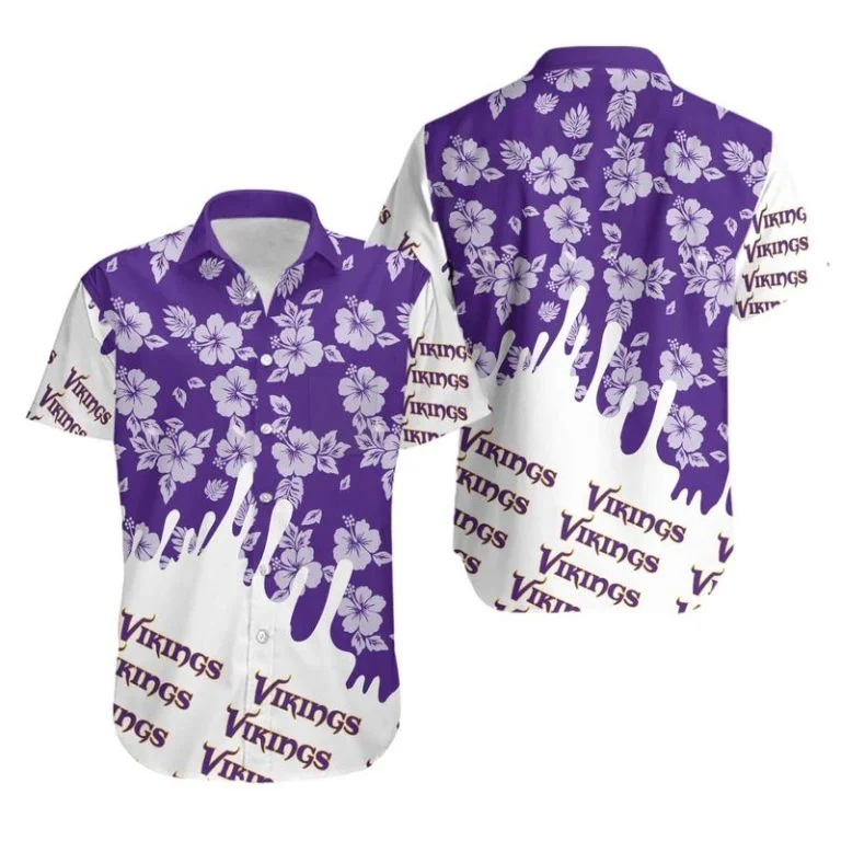 Combo Minnesota Vikings Button-Up Shirt & Men Shorts EM71