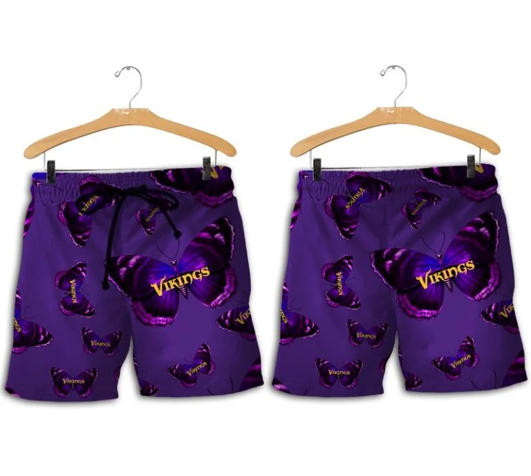 Combo Minnesota Vikings Button-Up Shirt & Men Shorts KT73 - Image 2