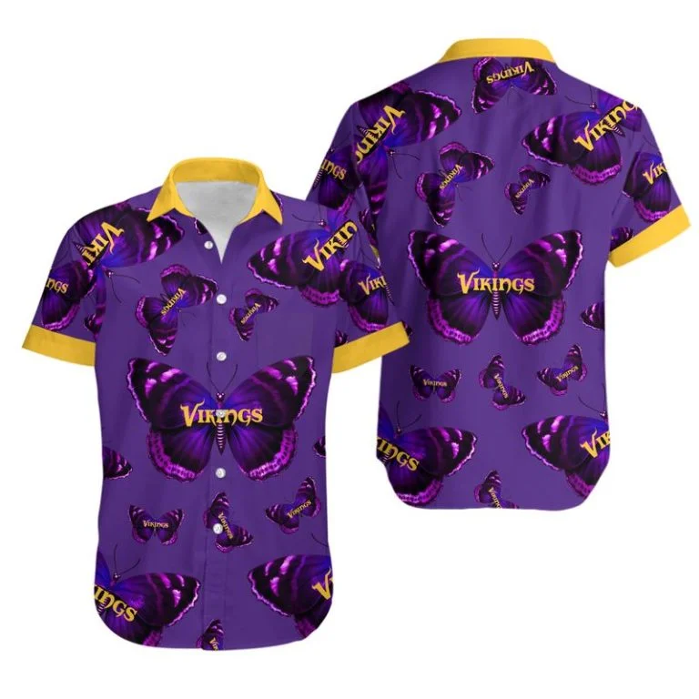 Combo Minnesota Vikings Button-Up Shirt & Men Shorts KT73