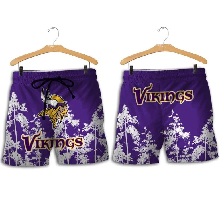 Combo Minnesota Vikings Button-Up Shirt & Men Shorts RK84 - Image 2