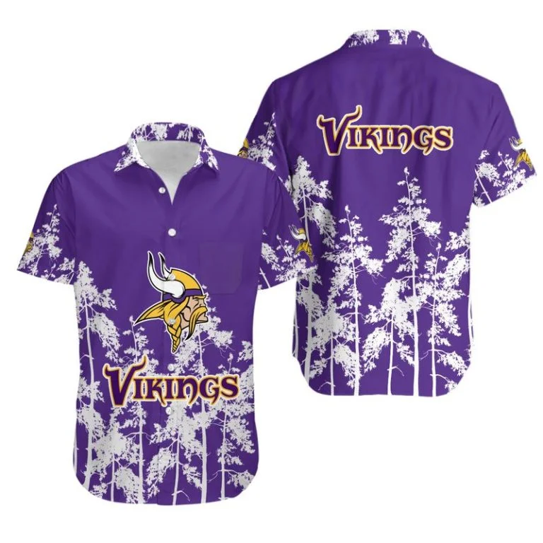 Combo Minnesota Vikings Button-Up Shirt & Men Shorts RK84