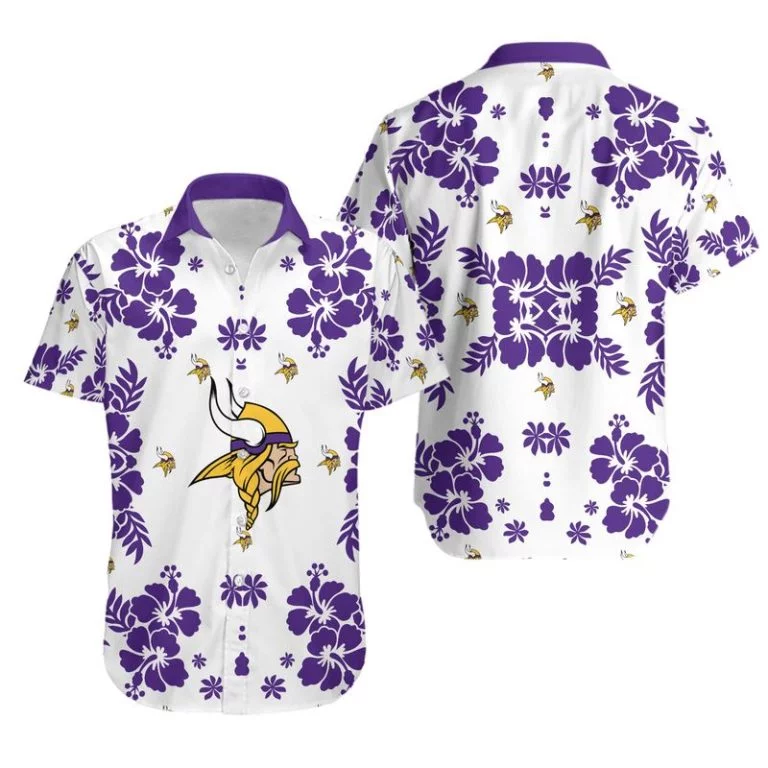 Combo Minnesota Vikings Button-Up Shirt & Men Shorts LQ97