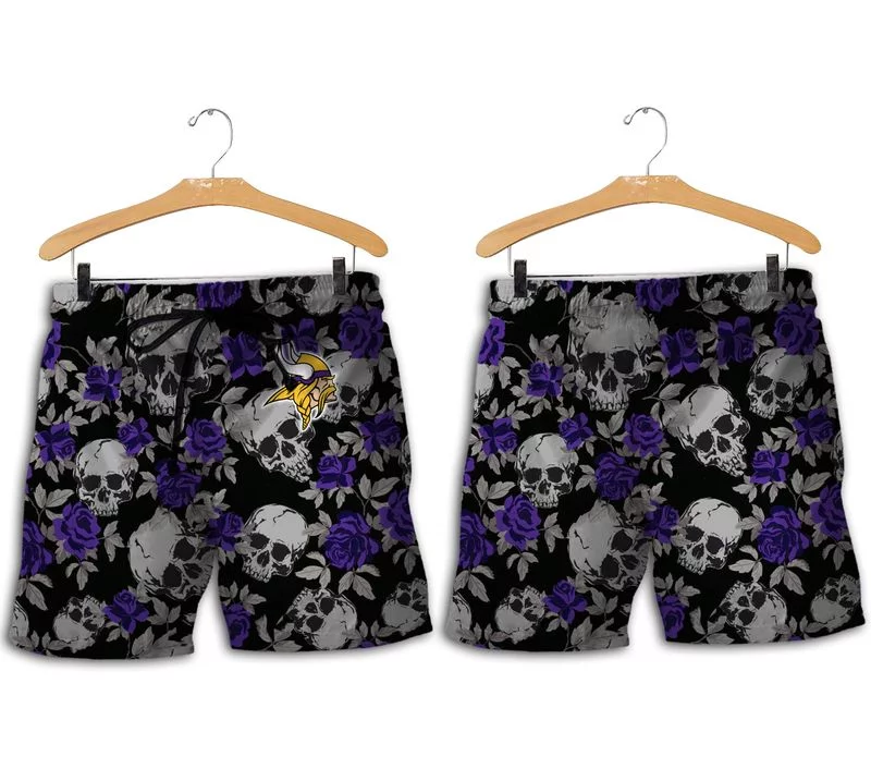 Combo Minnesota Vikings Button-Up Shirt & Men Shorts QK73 - Image 2