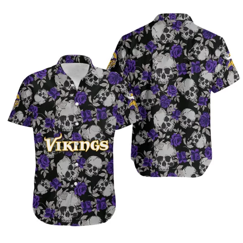 Combo Minnesota Vikings Button-Up Shirt & Men Shorts QK73