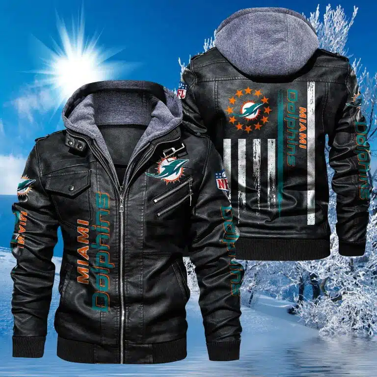 Miami Dolphins Leather Jacket RO39