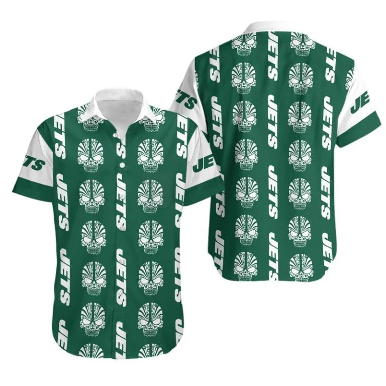 Combo New York Jets Button-Up Shirt & Men Shorts KF56