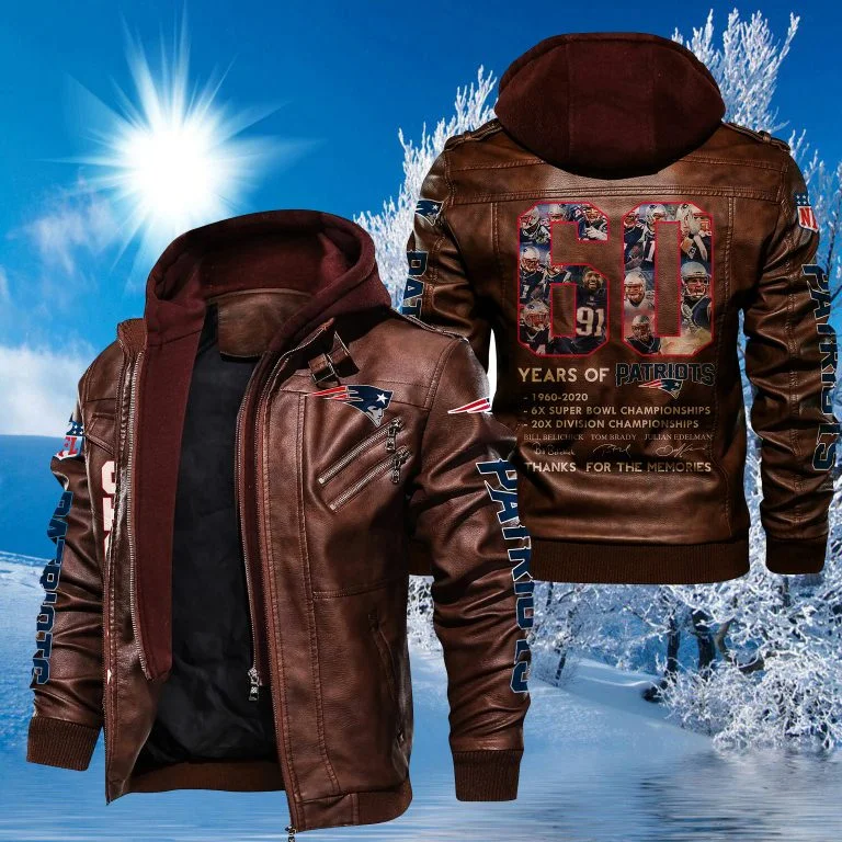 New England Patriots Leather Jacket KF34 - Image 2