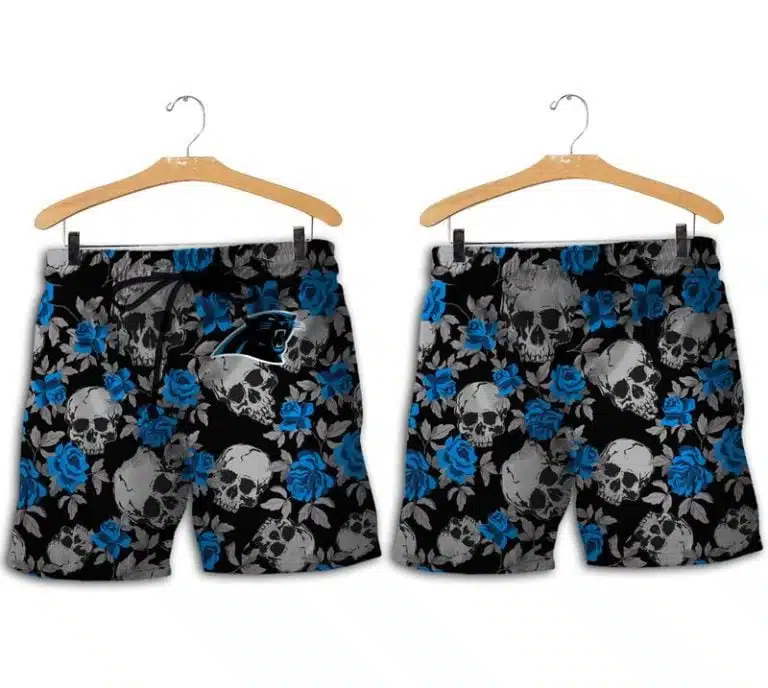 Combo Carolina Panthers Button-Up Shirt & Men Shorts UR27 - Image 2
