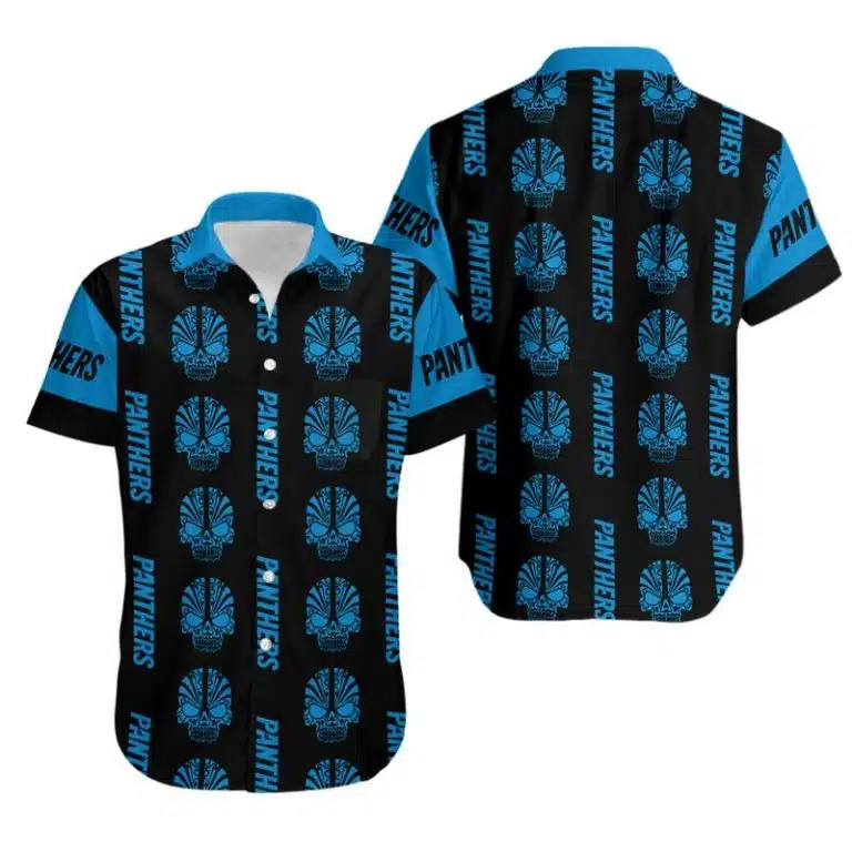 Combo Carolina Panthers Button-Up Shirt & Men Shorts KE27