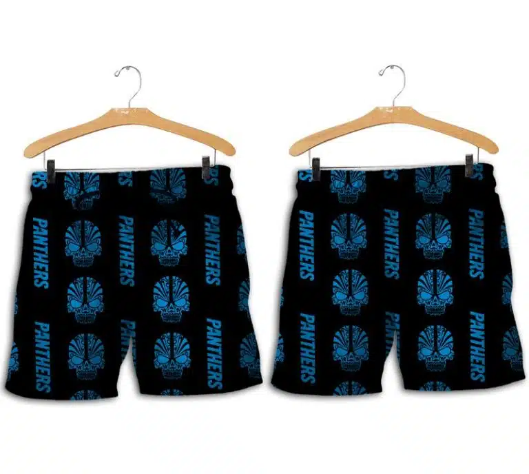 Combo Carolina Panthers Button-Up Shirt & Men Shorts KE27 - Image 2