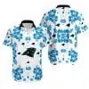 Combo Carolina Panthers Button-Up Shirt & Men Shorts KE76