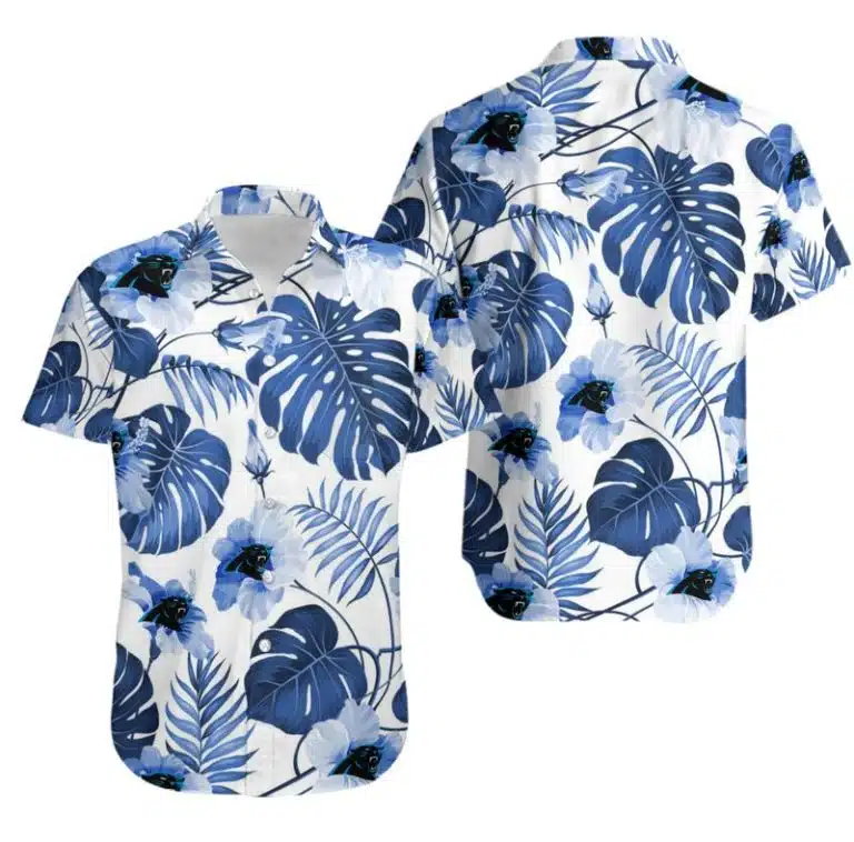 Combo Carolina Panthers Button-Up Shirt & Men Shorts EJ17