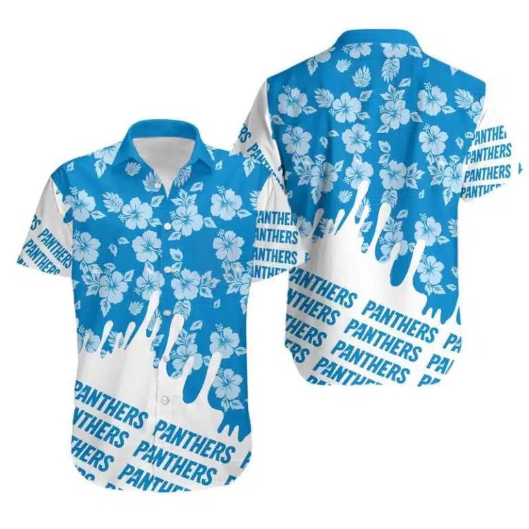 Combo Carolina Panthers Button-Up Shirt & Men Shorts EK67