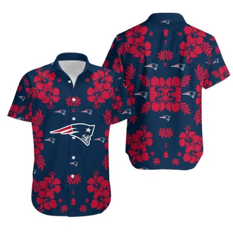 Combo New England Patriots Button-Up Shirt & Men Shorts AH52