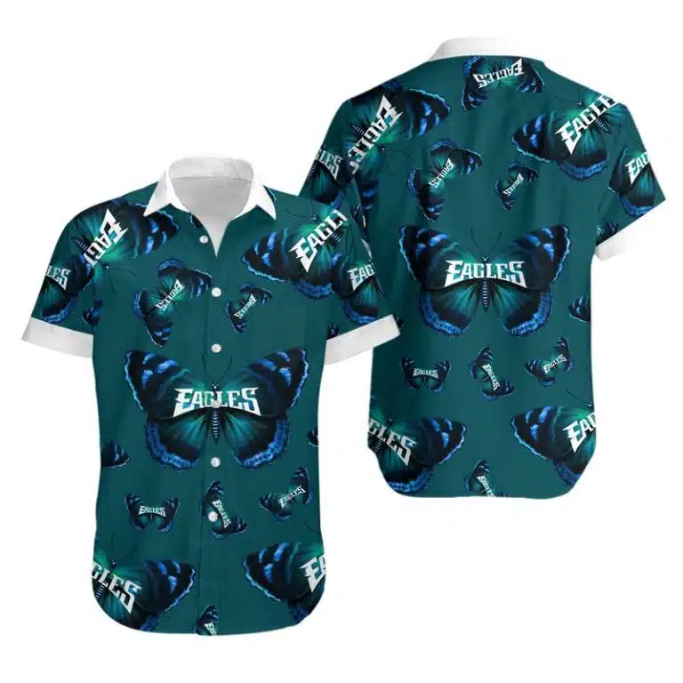 Combo Philadelphia Eagles Button-Up Shirt & Men Shorts UE46