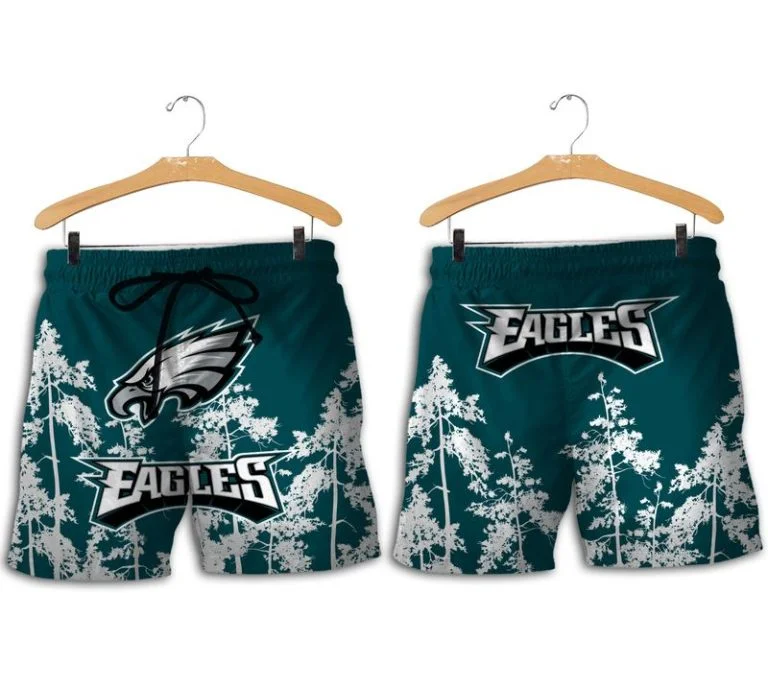 Combo Philadelphia Eagles Button-Up Shirt & Men Shorts TE73 - Image 2