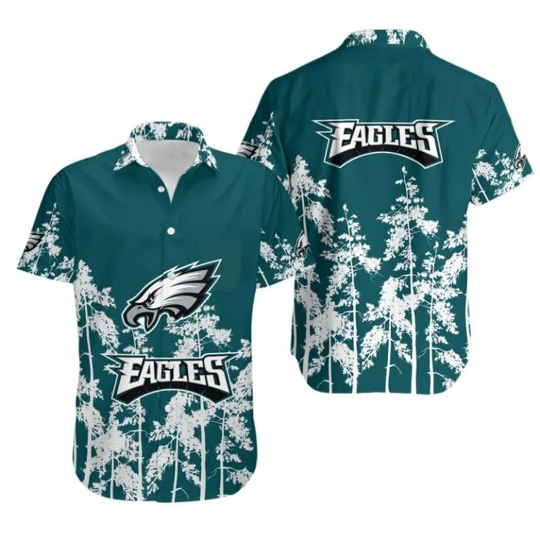 Combo Philadelphia Eagles Button-Up Shirt & Men Shorts TE73