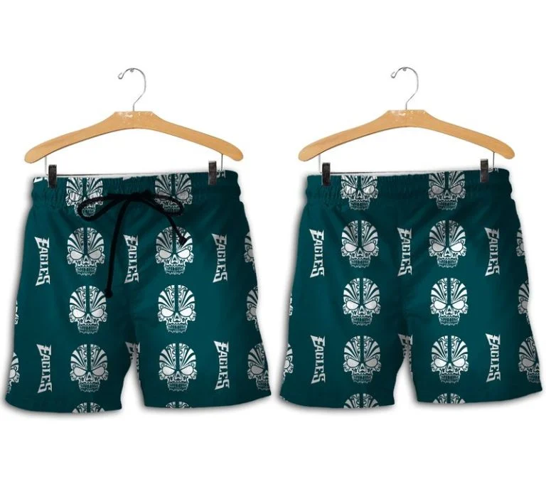 Combo Philadelphia Eagles Button-Up Shirt & Men Shorts YE29 - Image 2