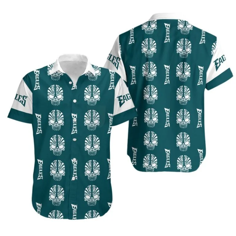 Combo Philadelphia Eagles Button-Up Shirt & Men Shorts YE29