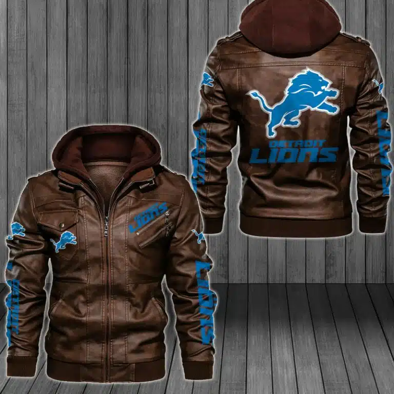 Detroit Lions Leather Jacket IT64 - Image 2