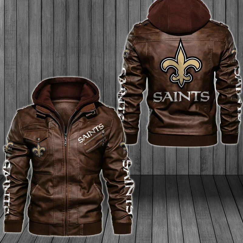 New Orleans Saints Leather Jacket UQ46 - Image 2