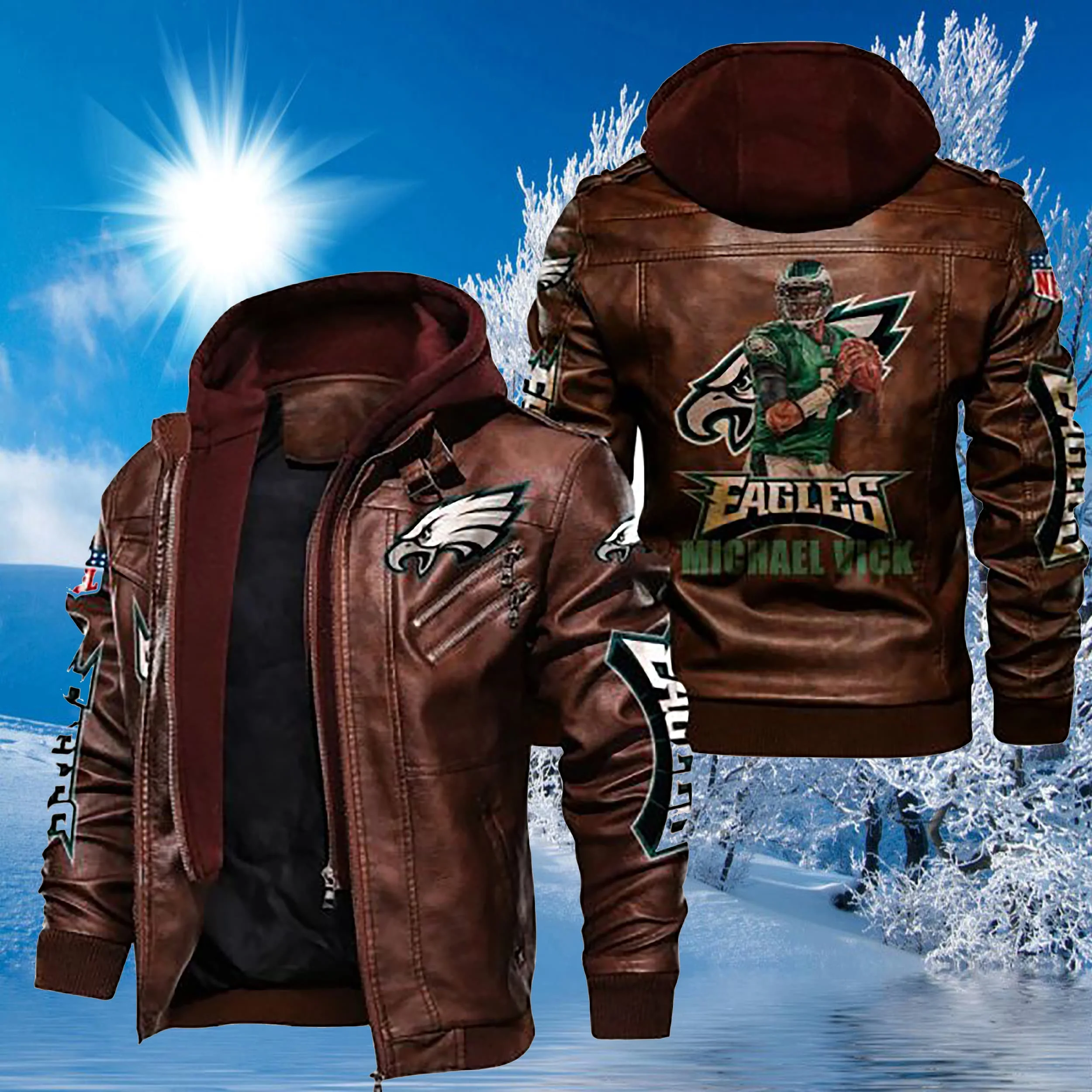 Philadelphia Eagles Leather Jacket FJ64 - Image 2