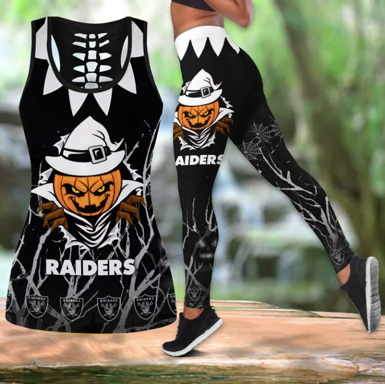 Las Vegas Raiders Women's Hollow Out Tank Top + Legging IR71