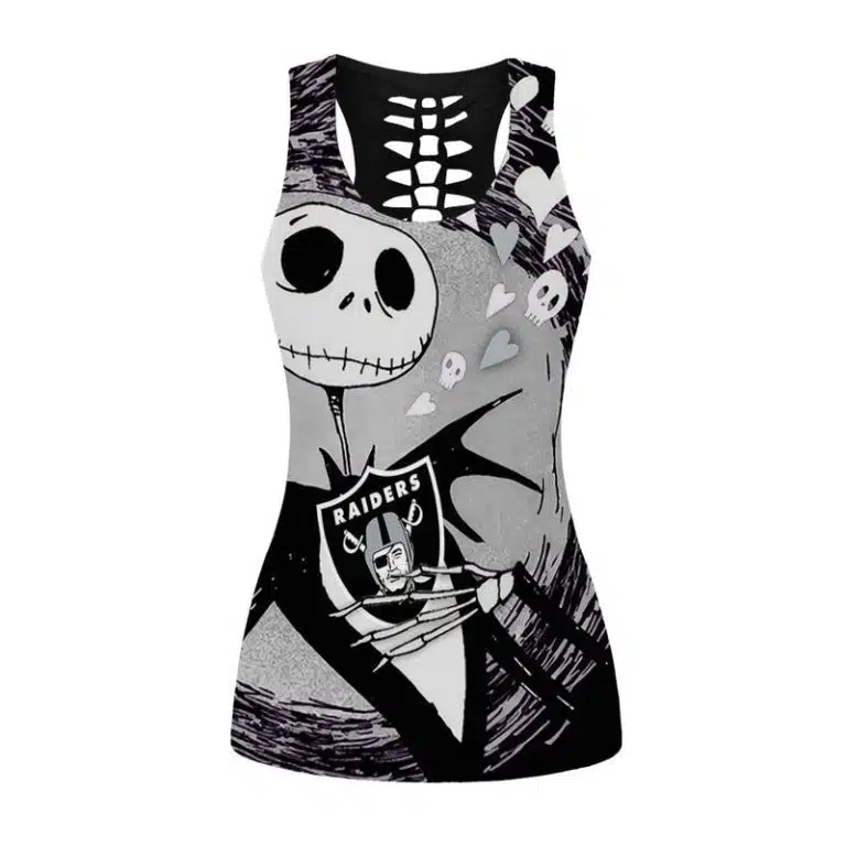 Las Vegas Raiders Women's Hollow Out Tank Top + Legging LD13 - Image 2