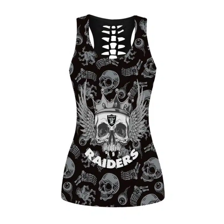 Las Vegas Raiders Women's Hollow Out Tank Top + Legging JK93 - Image 2