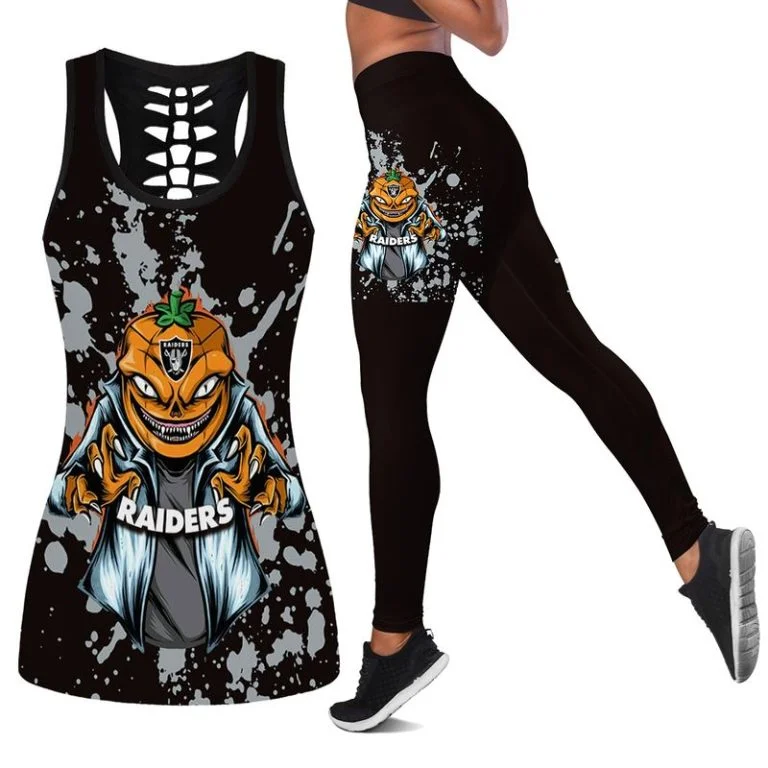 Las Vegas Raiders Women's Hollow Out Tank Top + Legging JD74