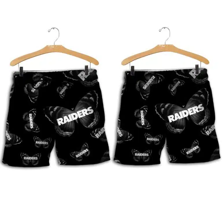Combo Las Vegas Raiders Button-Up Shirt & Men Shorts UW24 - Image 2