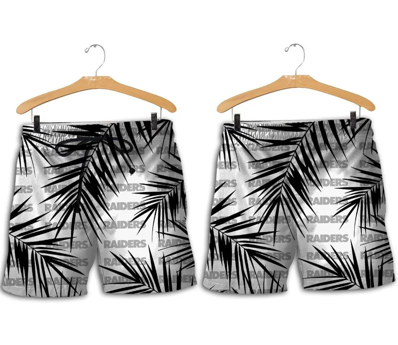 Combo Las Vegas Raiders Button-Up Shirt & Men Shorts KY24 - Image 2