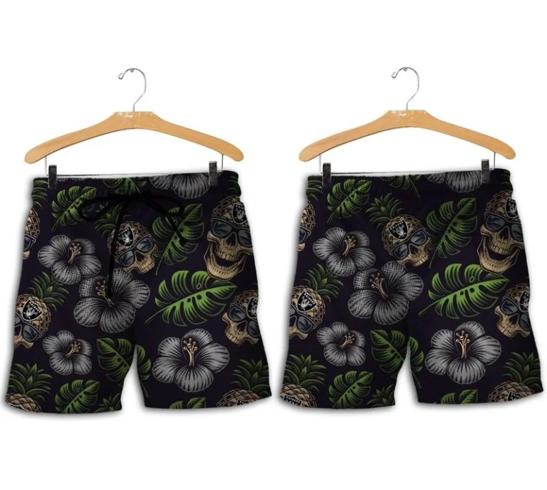 Combo Las Vegas Raiders Button-Up Shirt & Men Shorts EG13 - Image 2