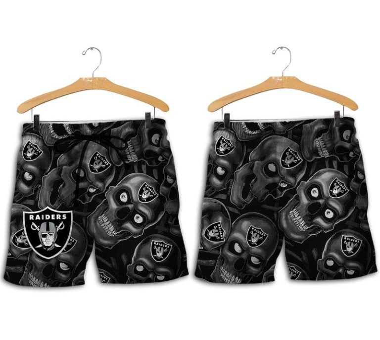 Combo Las Vegas Raiders Button-Up Shirt & Men Shorts KE28 - Image 2