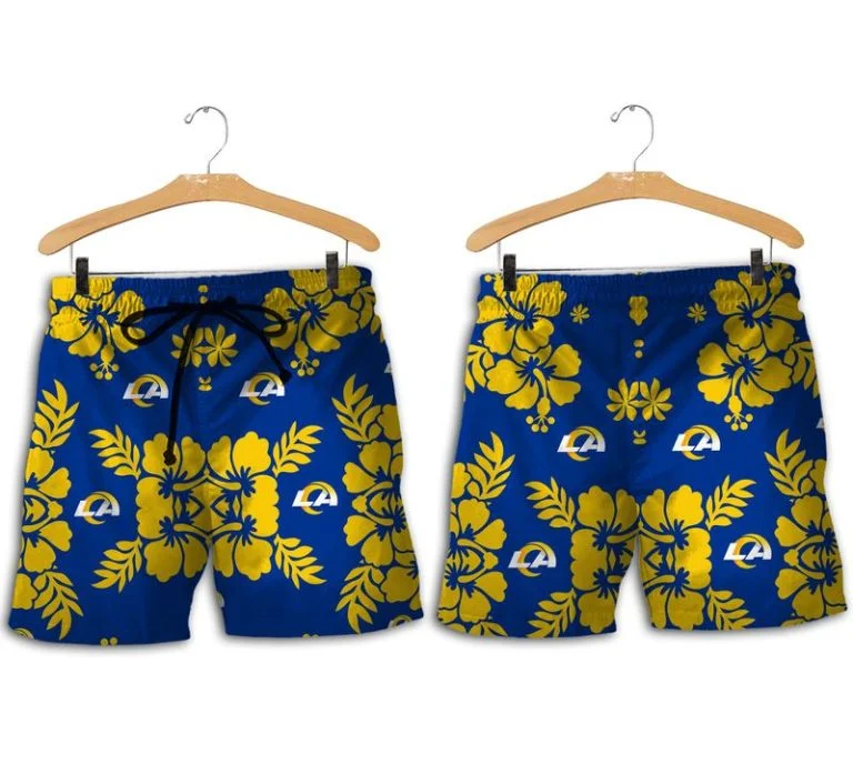 Combo Los Angeles Rams Button-Up Shirt & Men Shorts RY51 - Image 2