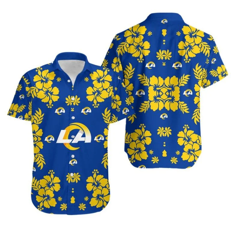 Combo Los Angeles Rams Button-Up Shirt & Men Shorts RY51