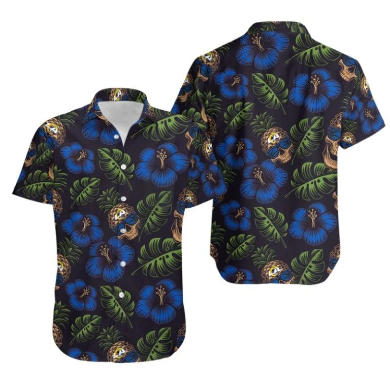 Combo Los Angeles Rams Button-Up Shirt & Men Shorts UF53