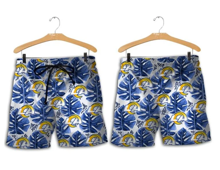 Combo Los Angeles Rams Button-Up Shirt & Men Shorts KG56 - Image 2