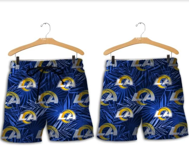 Combo Los Angeles Rams Button-Up Shirt & Men Shorts KF83 - Image 2