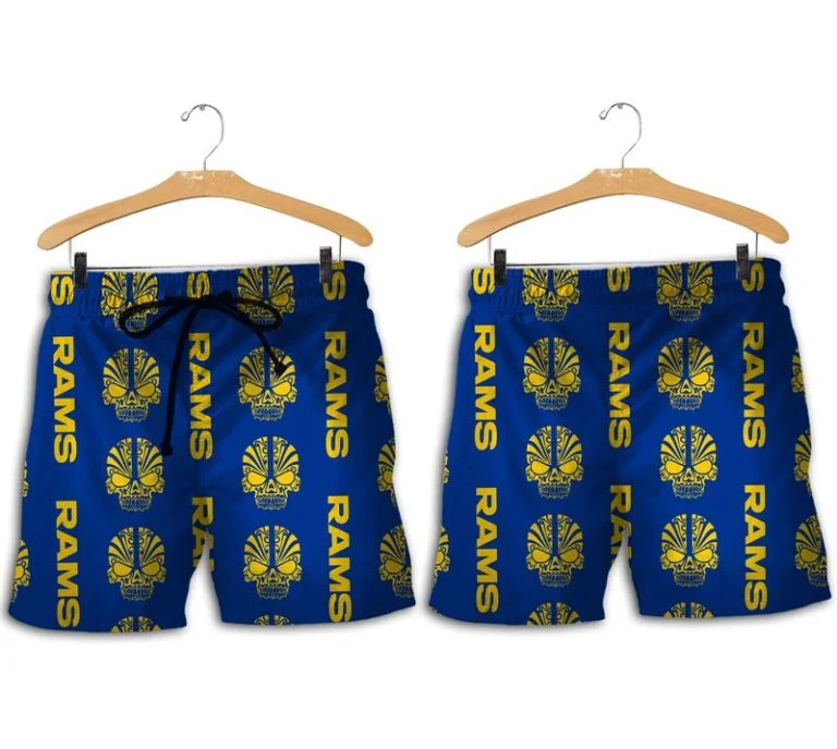 Combo Los Angeles Rams Button-Up Shirt & Men Shorts UX39 - Image 2