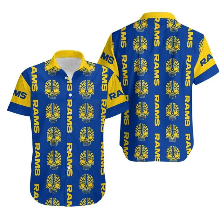 Combo Los Angeles Rams Button-Up Shirt & Men Shorts UX39