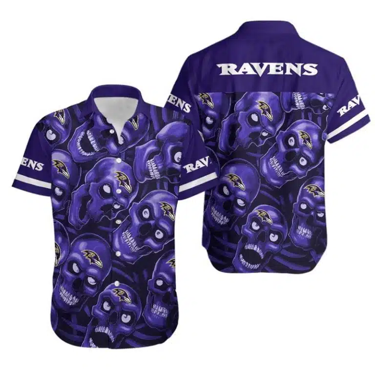 Combo Baltimore Ravens Button-Up Shirt & Men Shorts CJ41