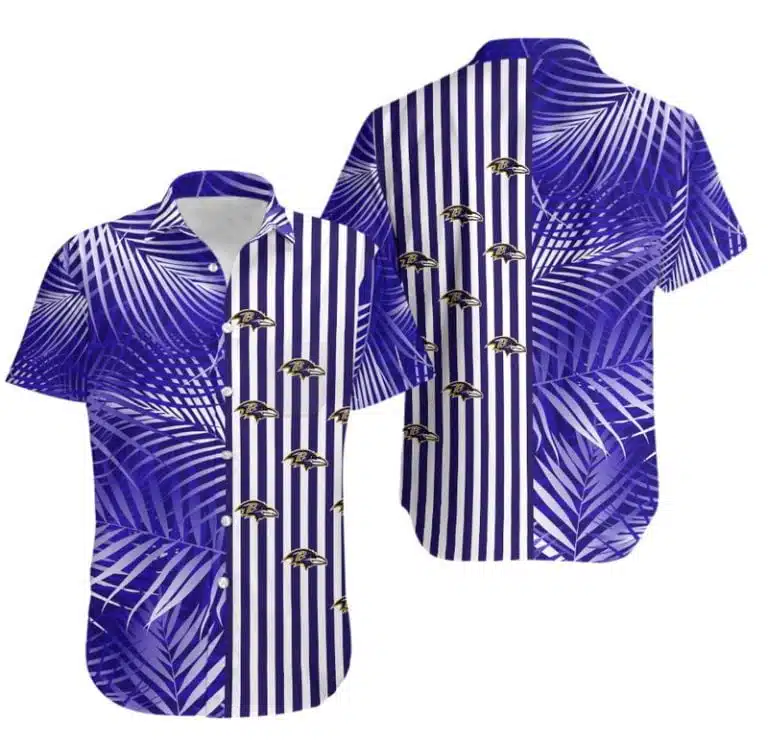 Combo Baltimore Ravens Button-Up Shirt & Men Shorts FL29