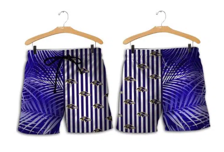 Combo Baltimore Ravens Button-Up Shirt & Men Shorts FL29 - Image 2