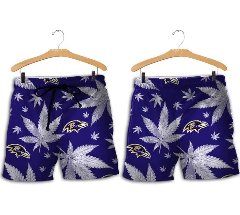 Combo Baltimore Ravens Button-Up Shirt & Men Shorts TF17 - Image 2